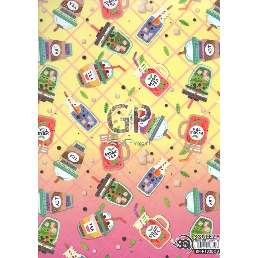 ( 5 Lembar ) KERTAS KADO SQ DOFF - GIFT WRAPPING PAPER BOBA KOREAN DRINK DESSERT SWEET CUTE KPOP