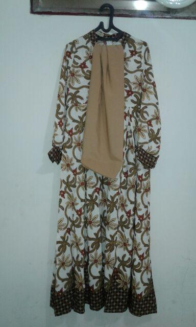 Rumana Batik 03 Syari Putih|850gr104/140allsize L Gamis Syari Jaguard Busui Polos Antem Original Dn