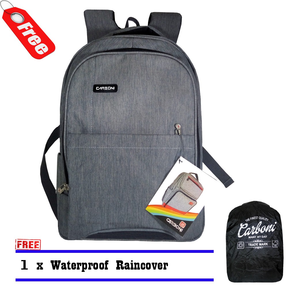 SHOPEE 6.6 SUPER SALE!! Carboni Tas Ransel RA0016 Original 17 - Grey + Raincover