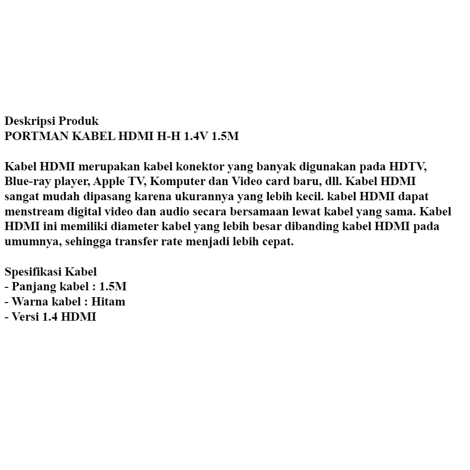 Kabel HDMI to HDMI Support 4K 3D Gold Plate Untuk TV Proyektor PC Laptop Panjang 1.5M