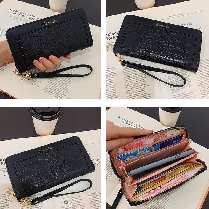 DOMPET PANJANG WANITA KULIT CROCO RESLETING HITAM THILAMA WA550B5 IMPORT TALI PENDEK SLOT KARTU UANG FASHION KOREA REMAJA KEKINIAN BRANDED BATAM PREMIUM MURAH