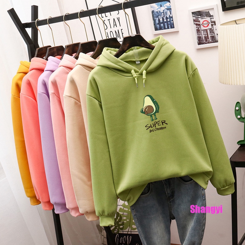 Hoodie Motif Avocado  Aneka Warna  Gaya Korea untuk Wanita 