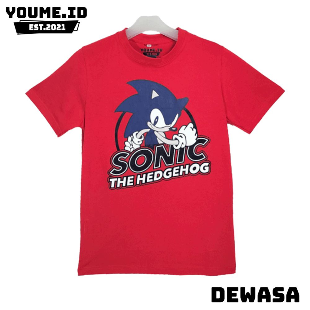Kaos / Baju Pria Tanggung dan Dewasa distro motif Sonic The Hedgehog warna Merah