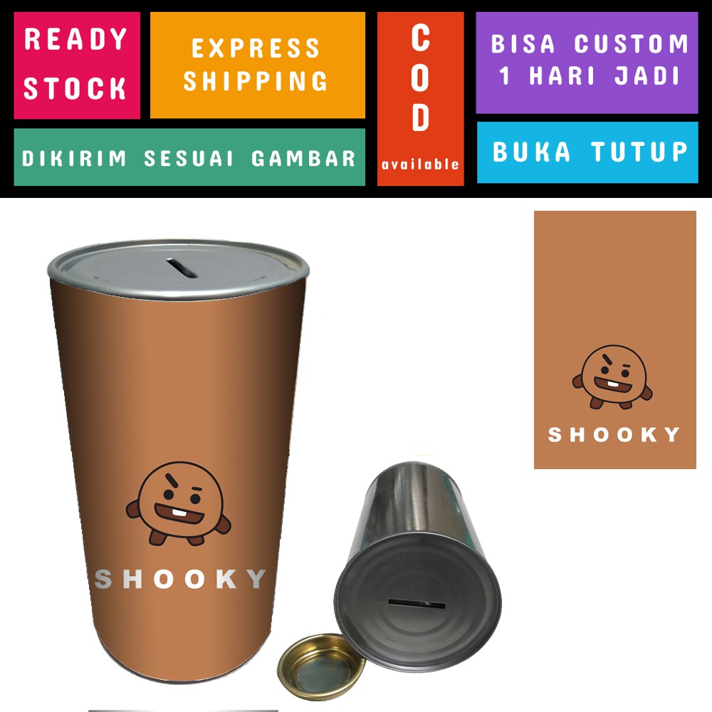 Baby Boom Celengan Kaleng Korean Kpop Buka Tutup Murah - BTS BT21 - Shooky