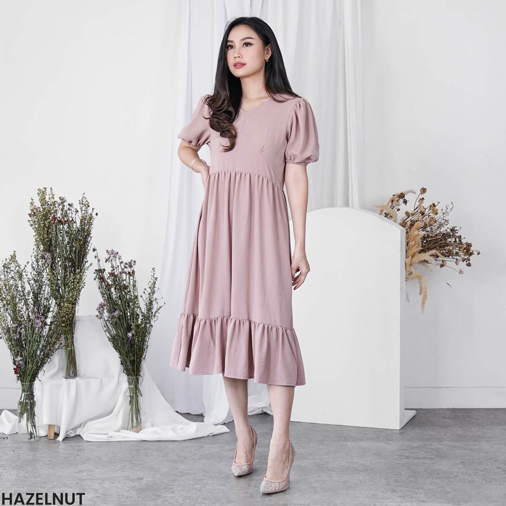 Mia Puff Shor Sleeve Dress Wanita Casual Party