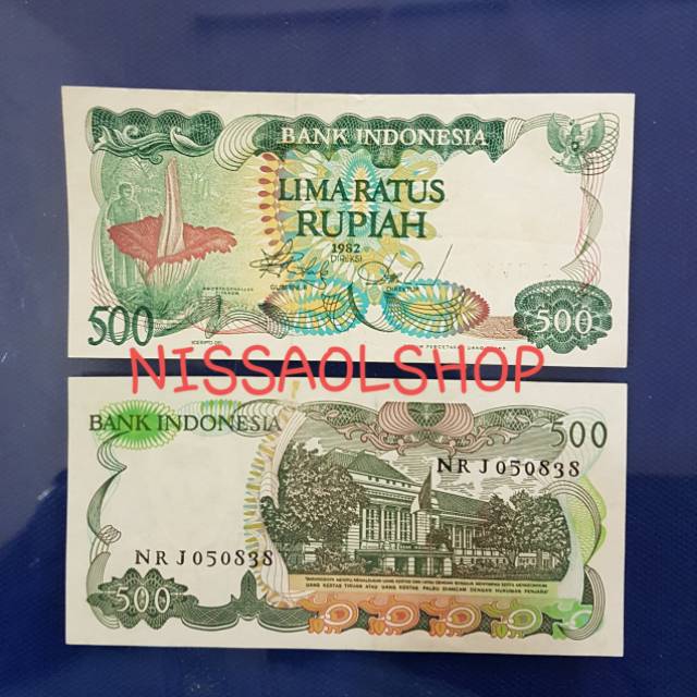 UP118 UANG KUNO 500 RUPIAH BUNGA BANGKAI TH 1980