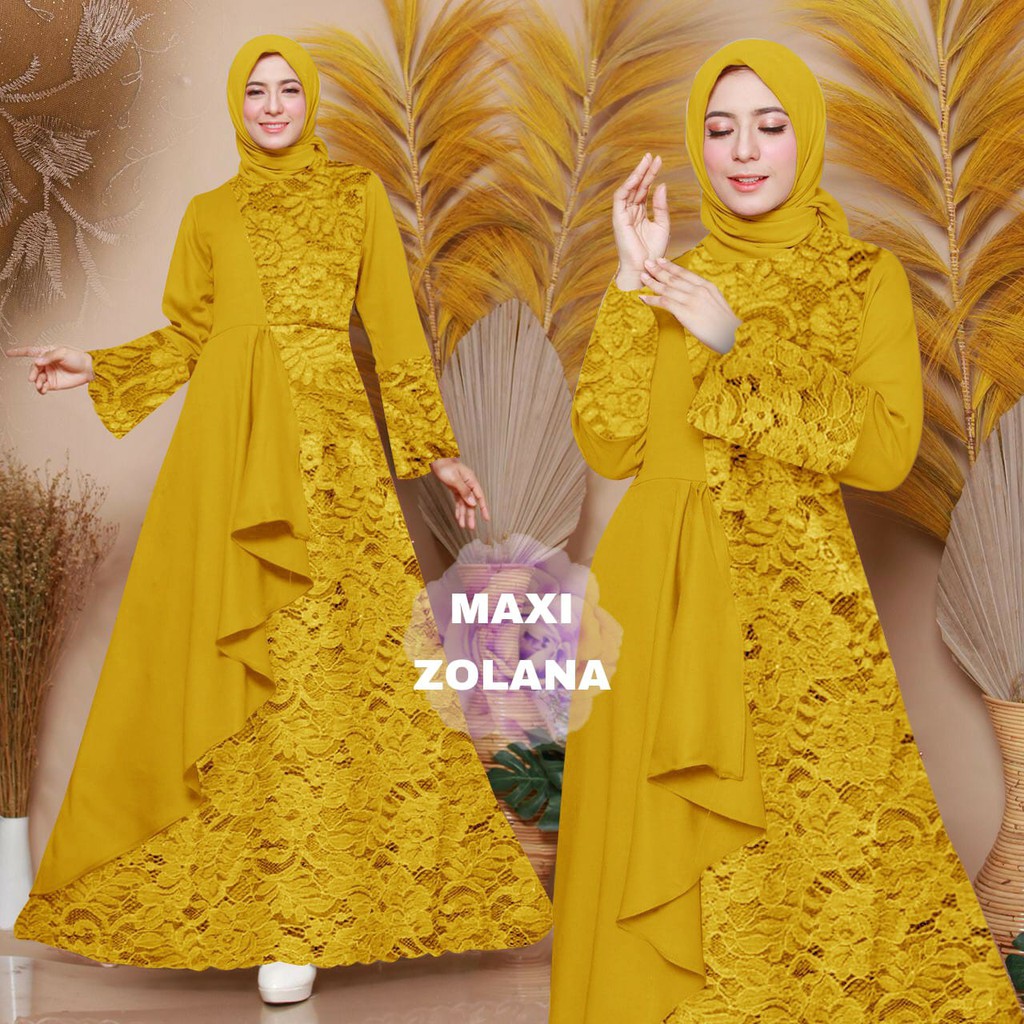 MAXI ZOLANA GAMIS WANITA / PAKAIAN MUSLIM / LENGAN PANJANG