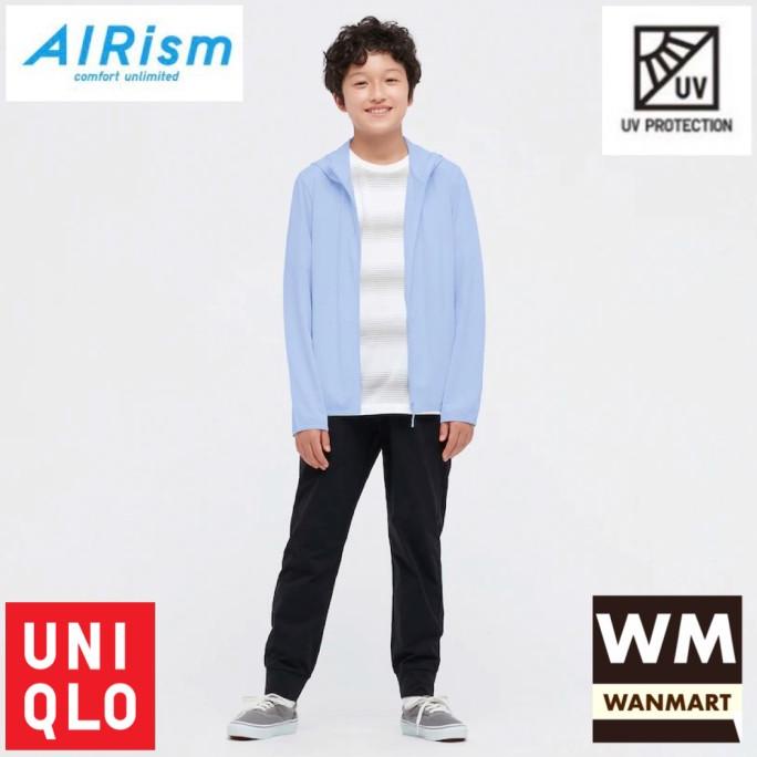 UNIQLO Kids AIRism Jaket Anak Laki Perempuan Hoodie UV CUT Mesh Blue
