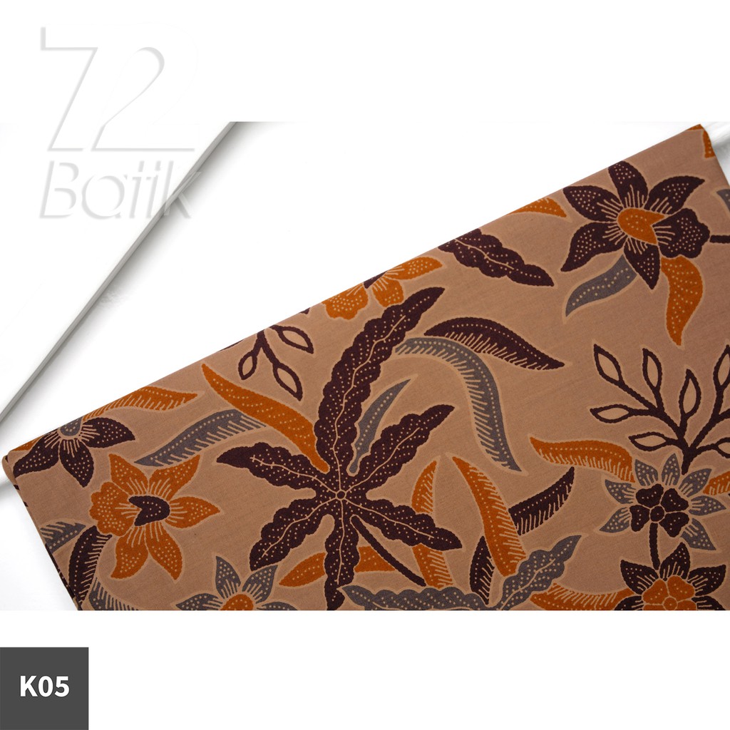 KAIN BATIK PREMIUM Bahan Katun Motif Kembang Setaman Warna Cream Crem Krem Orange 723110 Cap 72 Jarik Jarit Samping Kebat Panjang Batik Katun Modern Premium Bahan Seragam Batik Pernikahan Kantor Keluarga Murah Kamen Jadi Batik Bali Lembaran