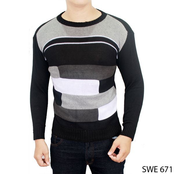 Sweater Fashion Male Rajut Hitam Kombinasi – SWE 671