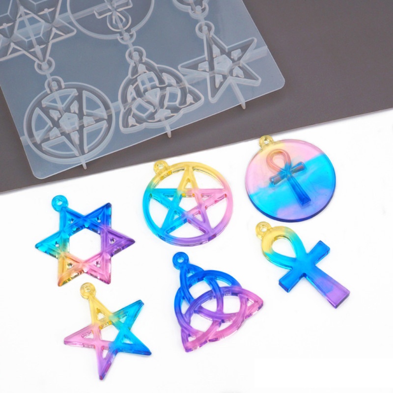 SIY  Magic Hexagram Spiritual Amulet Pendant Resin Casting Mold Celtics Pentagrams Pentacle Star Mold Jewelry Making Tools