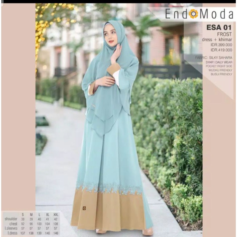 Gamis ESA 01 Sarimbit Endomoda Bahan Silky Sahara