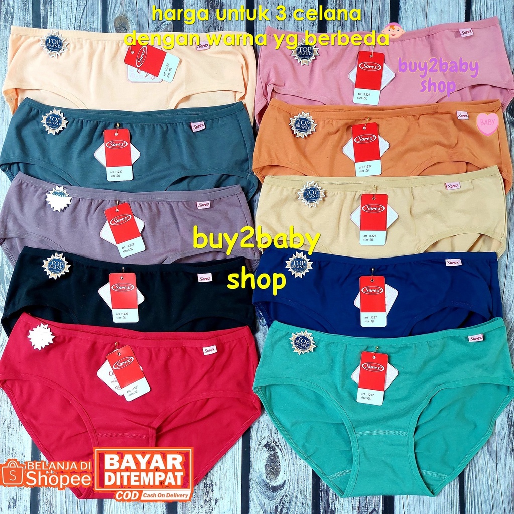 Celana dalam wanita lusinan katun halus CD wanita SOREX 1227 isi 3 CD