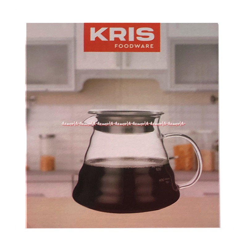 Kris Foodware Coffee Pot 800ml Glass Kettle Teko Kopi Kaca Bening Tempat Cerek Ceret Takara Kopi Dengan Tutup Krischef