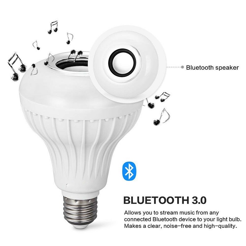 Speaker bluetooth wireless Lampu musik remote adaptor waran warni hias LED RGB bohlam speaker