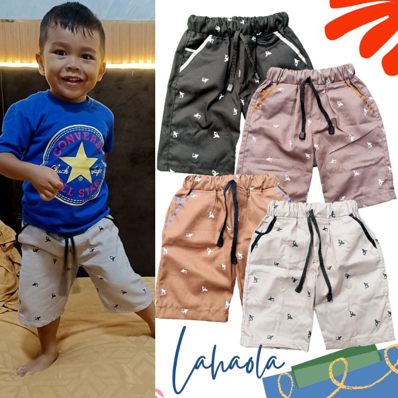 LAHAOLA Celana pendek fullprint anak 1-13 tahun motif shark hiu