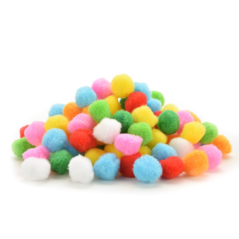 100 Pcs Pom Poms Lembut Warna Campur Ukuran 10mm 30mm 40mm Untuk Kerajinan Anak