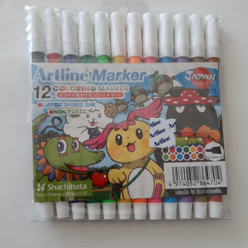 Jual Spidol Artline Set Coloring Marker Spidol 12 Warna Spidol