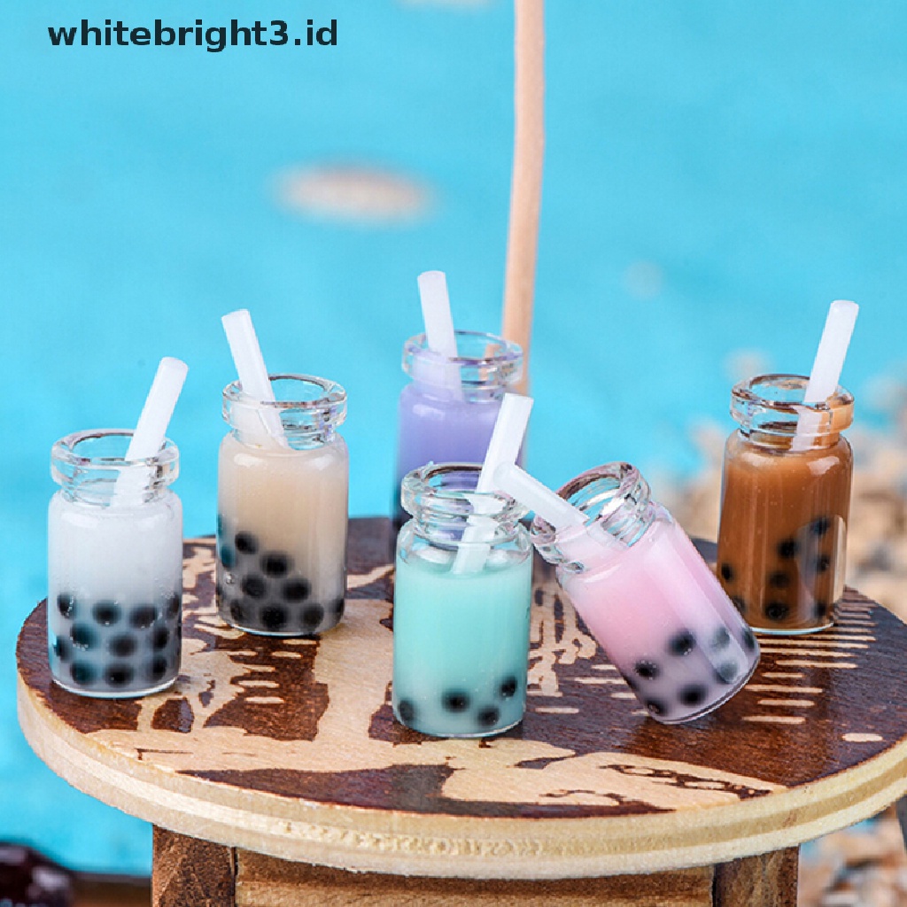 (whitebright3.id) 3pcs Miniatur Gelas milk tea Skala 1: 12 Untuk Dekorasi Rumah Boneka