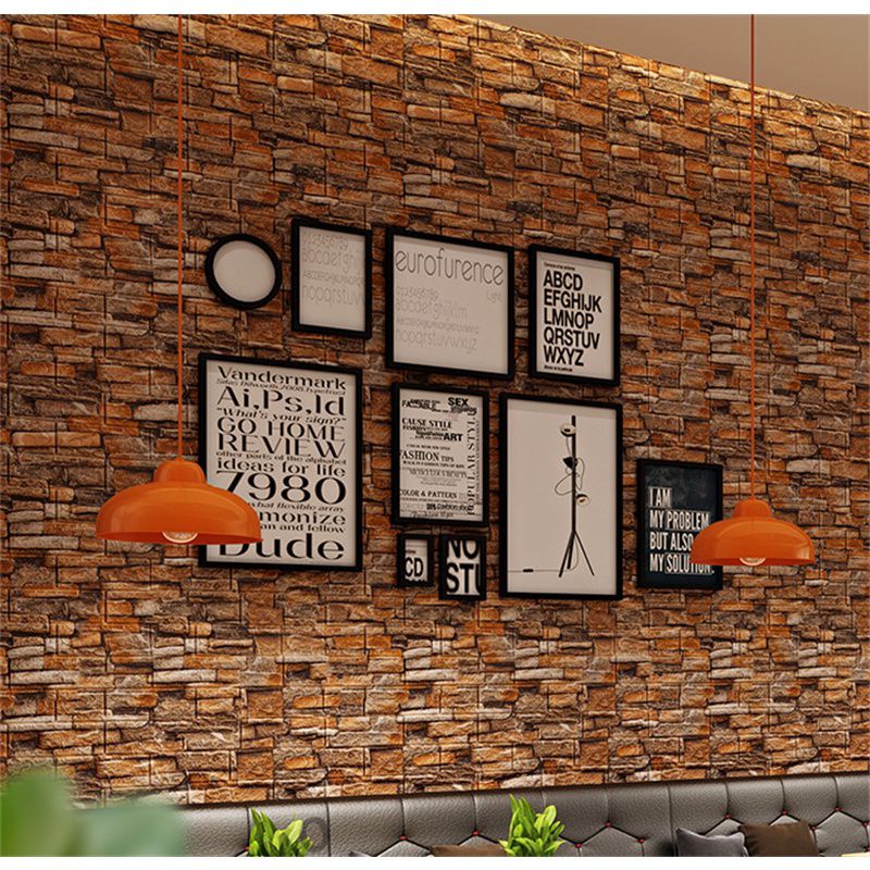 wallpaper dinding batu bata 3D 70x77cm wallpaper batu bata timbul wallfoam high quality-1