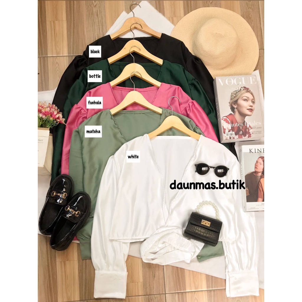1KG MUAT 4PCS | SATIN SILKY WRAP BLOUSE HITS OOTD SELEBGRAM FASHION GROSIR MURAH WANITA TERMURAH