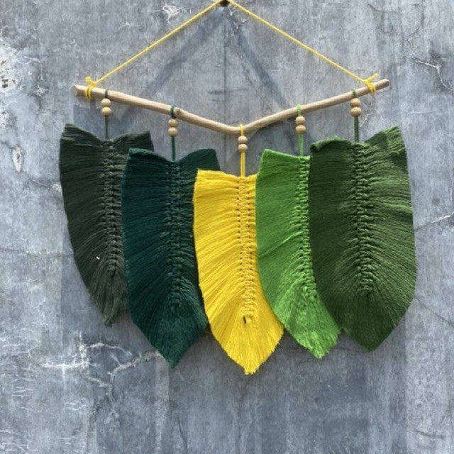 macrame daun leaf makram hiasan dinding