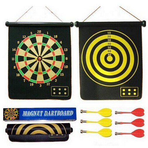 Magnetic Dart Game 15&quot; + 6 magnet arrow Bolak balik depan belakang