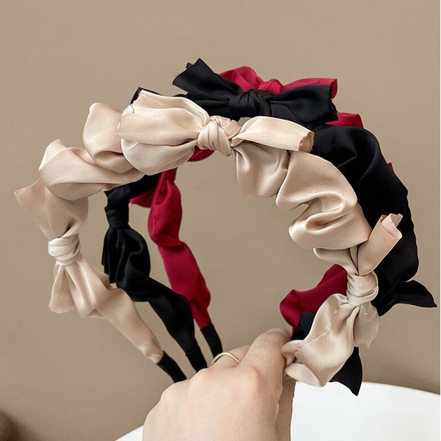 Bando Korea Perempuan Dewasa Motif Scrunchie 3 Pita Aksesoris Rambut Wanita fashion import AK184