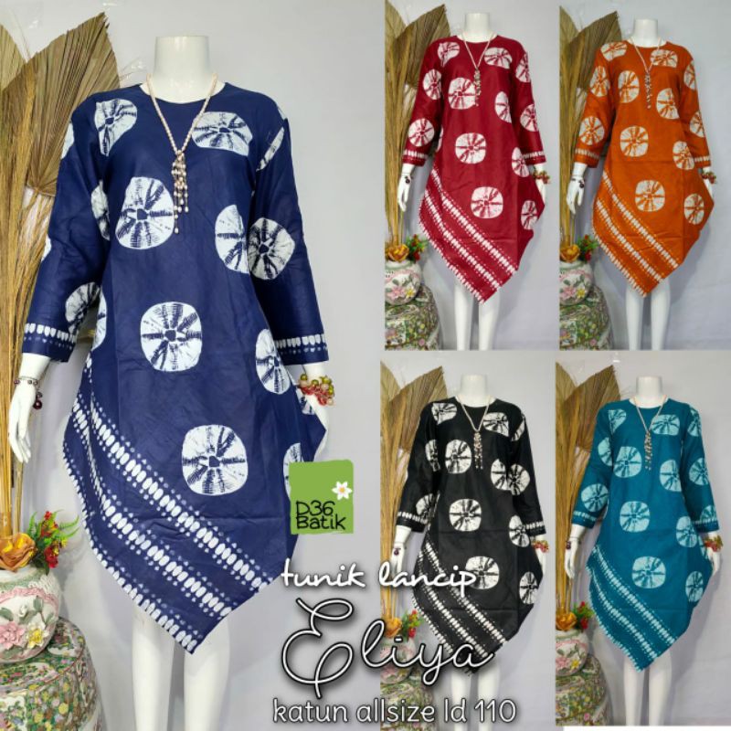 TUNIK LANCIP ELIYA JUMBO XXL TUNIK BATIK KANTOR ASIMETRIS SERAGAM BATIK KERJA KANTOR WANITA CANTIK