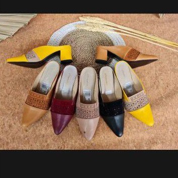SEPATU SELOP BUSTONG WANITA TUTONG KERJA KANTOR FORMAL CEWEK KAMPUS KULIT BE BOB MODEL IMPORT