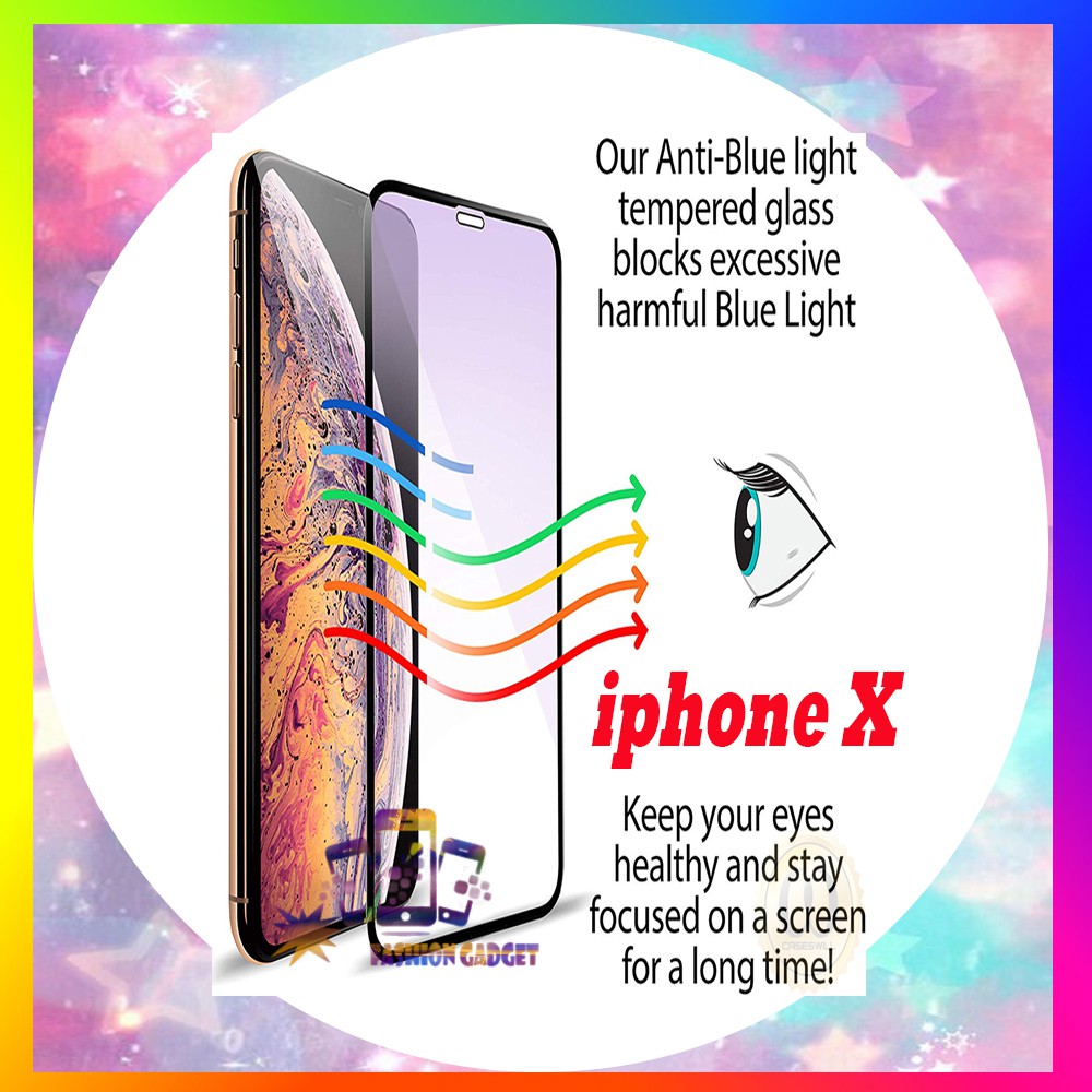 Tempered Glass For iPhone X 5.8 inch ANTI BLUE LIGHT Temper GLASS Untuk IPHONE X Full Layar Antigores Pelindung Layar