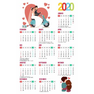 Kalender Dinding 1 Tahunan (12 bulan) 2020 Custom Foto