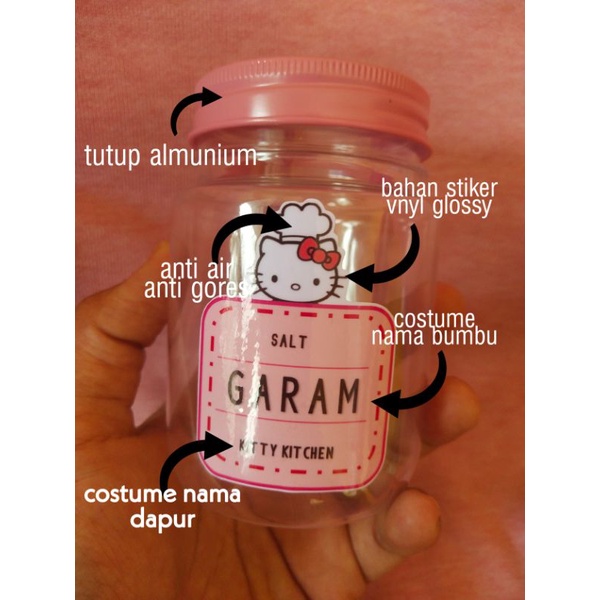 stiker bumbu dapur hello Kitty costum