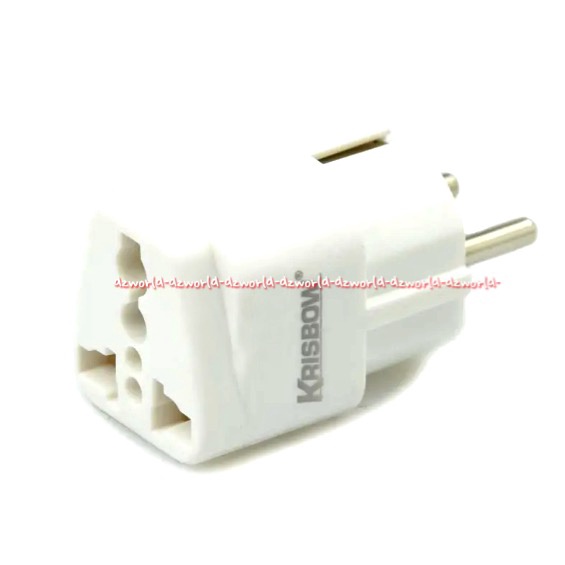 Krisbow Steker Arde Adaptor Travel Tanpa Switch Tanpa Tombol Merah Putih White Ground Plug Travel Adapter Alat Sambung Pencocok yang Dipasang Pada Ujung Kabel Listrik Colokan