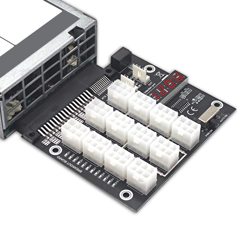 Btsg Server PSU Papan Konversi Daya 12port 6pin Adapter Card 12V Graphics Power Supply Board Untuk Tambang BTC
