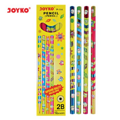 Pensil Joyko Owl P-114 2B Motif Bergambar Pencil Kayu Anak Serut Warna Cerah Burung Hantu