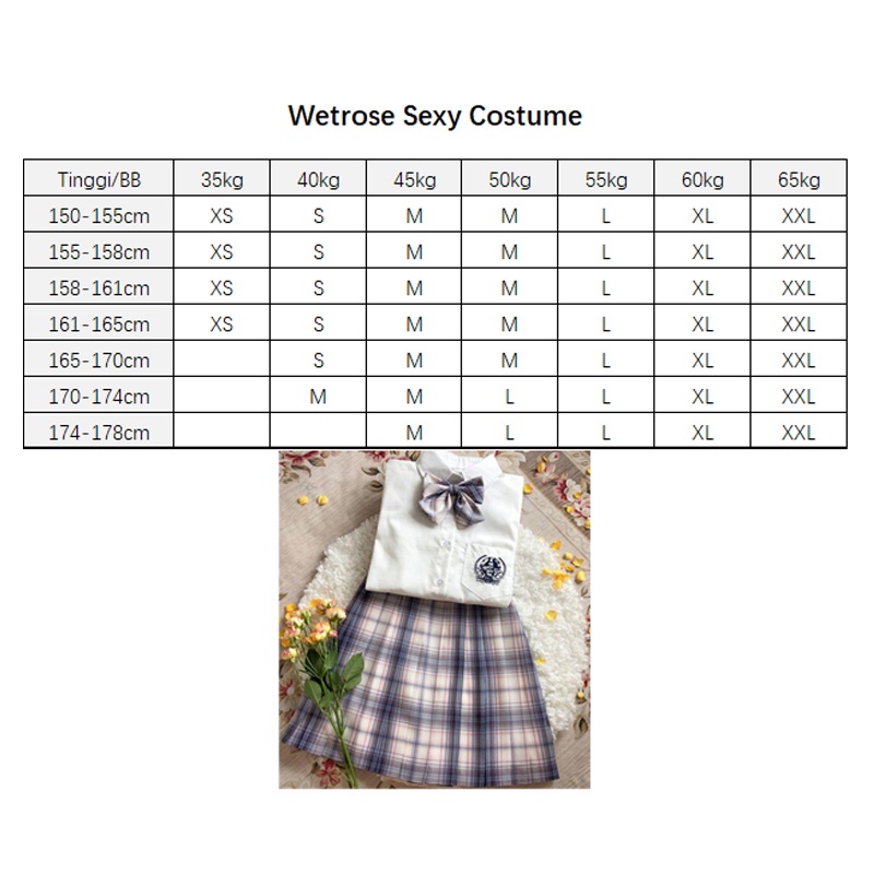 【Wetrose】Ready Stock Fashion JK Uniform Original Short Skirt Full College Style Student Suit Lattice Seragam Sekolah Jepang Seifuku Seragam Siswa Rok Set Musim Panas Musim Semi Party Comic Anime Event