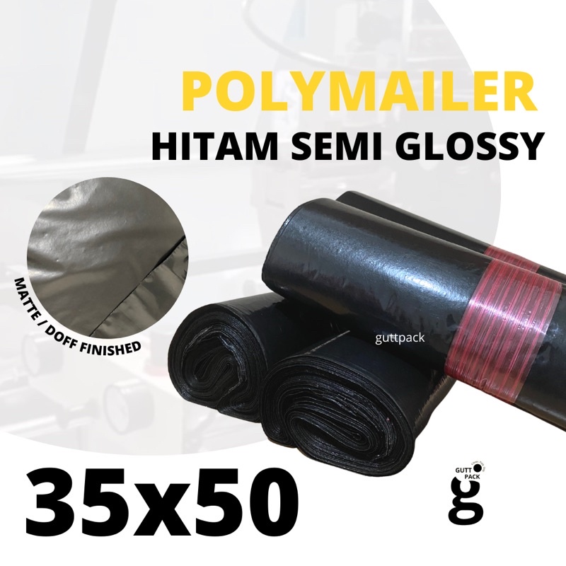 

Plastik Packing Olshop Polymailer Hitam 35x50CM PE Semi Glossy / Non Glossy / Sablon Plastik Polymailer