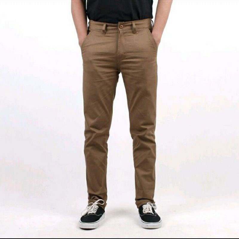 CELANA PRIA CHINO Slim fit Panjang Kerja kantor Santai Liburan Cowok Gentleman Boy Skinnyhtytth