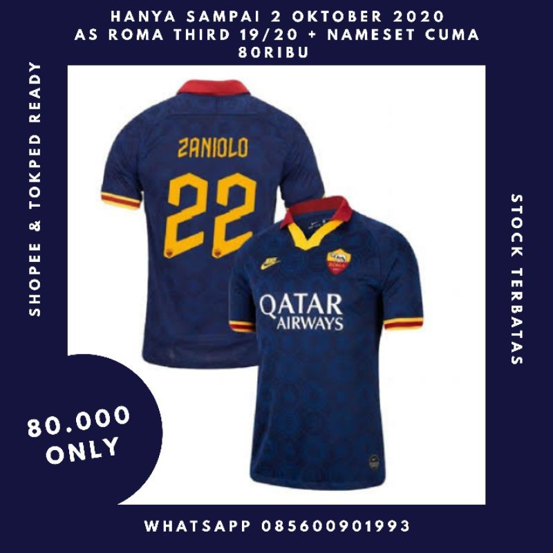 PROMO AS Roma 3rd ( Third ) 2019/20 GRATIS NAMESET BEBAS