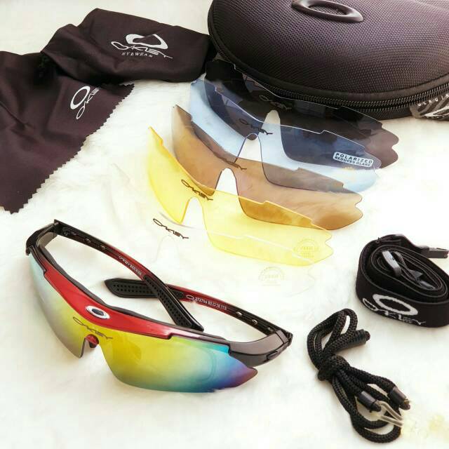 Kaca mata pria sepeda enam lensa polarized