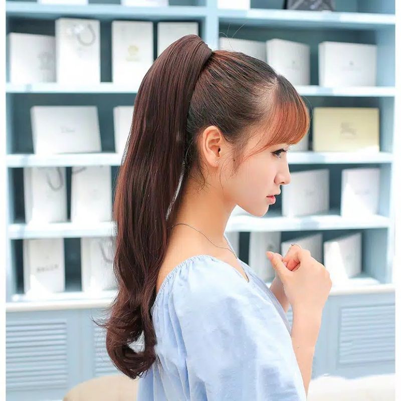 Ponitail Jepit Lurus/Curly Korea Murah (Pendek)
