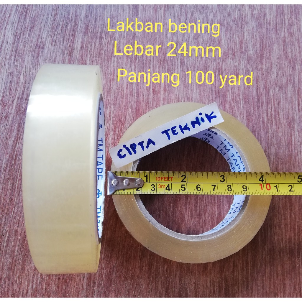 

Lakban bening lebar 24mm x 100 yard panjang TM Tape