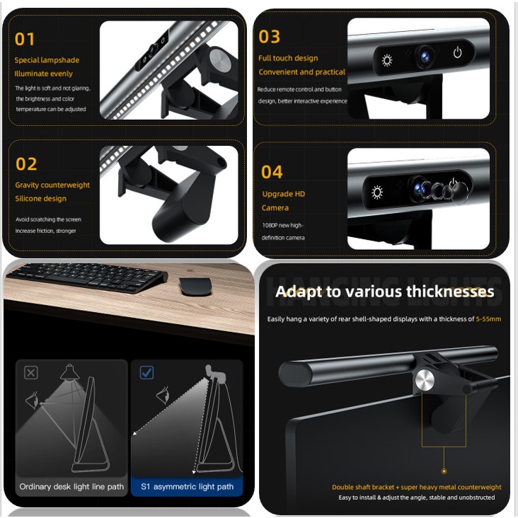 ASTRO Screenbar 3 in 1  Screen Light Monitor 3in1 With HD Camera + Microphone LED MULTIFUNGSI