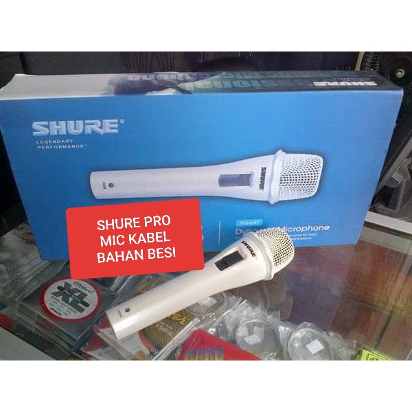 SHURE white legendary Mic putih song musik kabel Microphone cable karaoke vocal artis audio sound mik pengeras suara emas pro profesional vokal mikrophone dynamic legendaris LGH  TERBUAT DARI BESI Langsung nyala tanpa baterai  Microphone Shure PG 78 1bh m