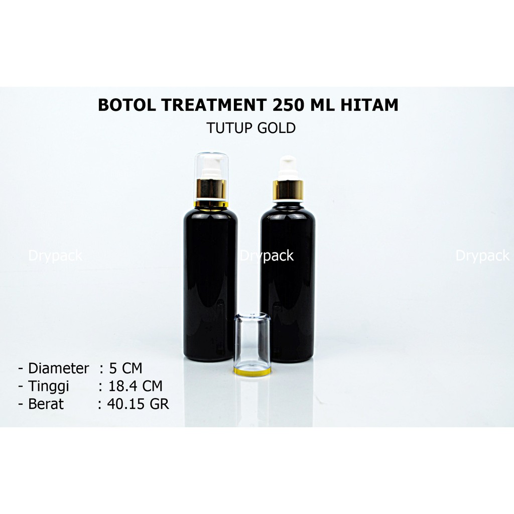 Botol Treatment 250 ml Hitam tutup Gold