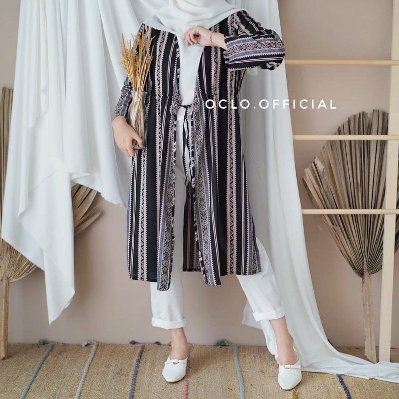 CARDIGAN MOTIF BULU MALAUNI LONG CARDIGAN-Venaya outer