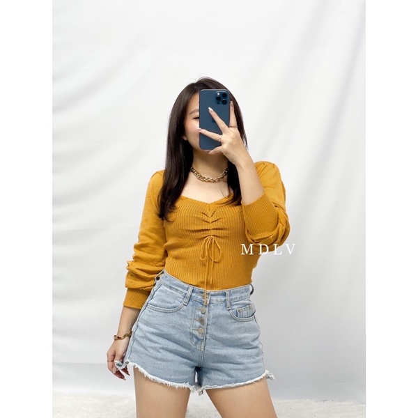 MDLV ~ BAJU RAJUT TOP ELLIE TALI // ATASAN LENGAN PANJANG RAJUT // FASHION WANITA