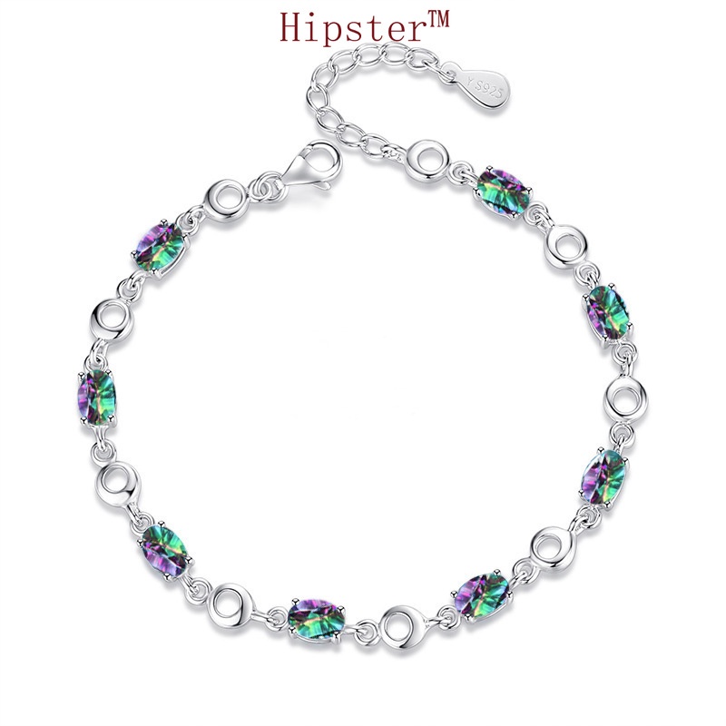 Classic Fashion Hot Sale Ocean Heart Color Natural Gemstone Bracelet