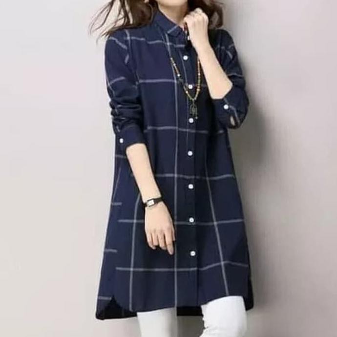 Promo Akhir Tahun KEMEJA KOTAK NAVY / KEMEJA WANITA KOTAK KOTAK / KOLEKSI KEMEJA WANITA